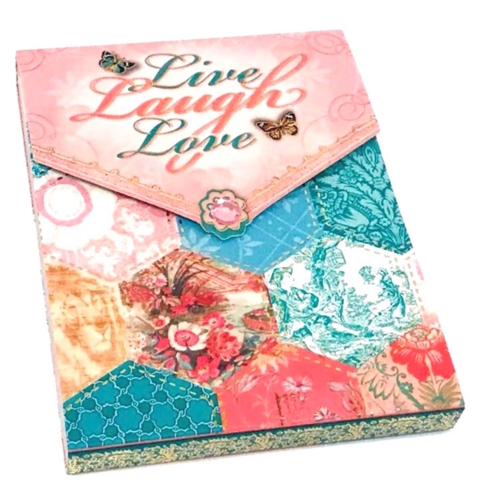 Punch Studio Embellished Mini Patchwork Notepad ~ Live Laugh Love (66525)